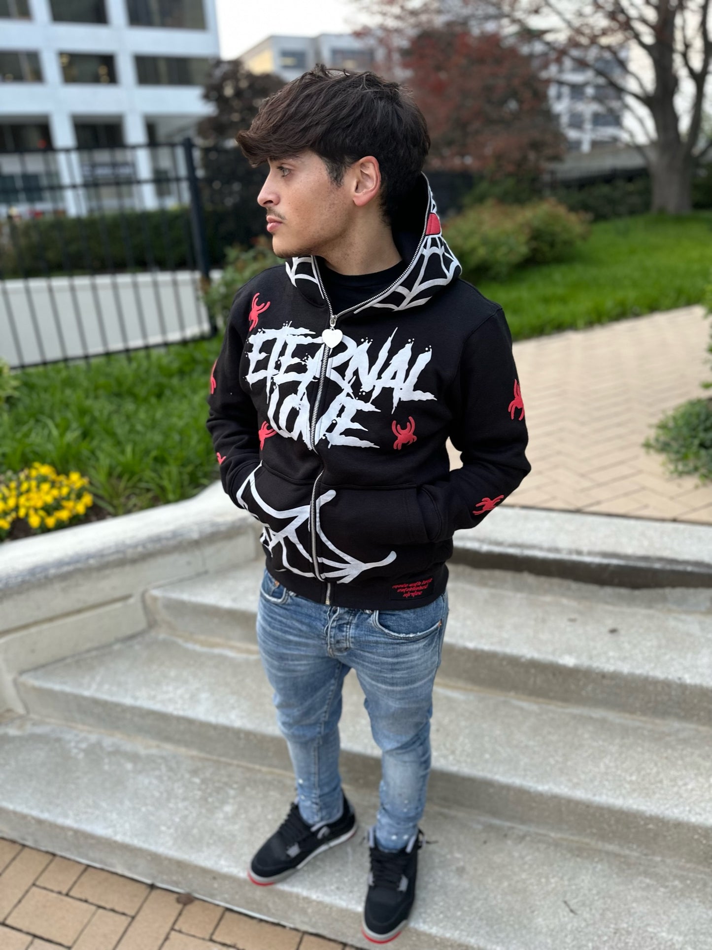 Black Eternal Love Spider Zip-Up Hoodie