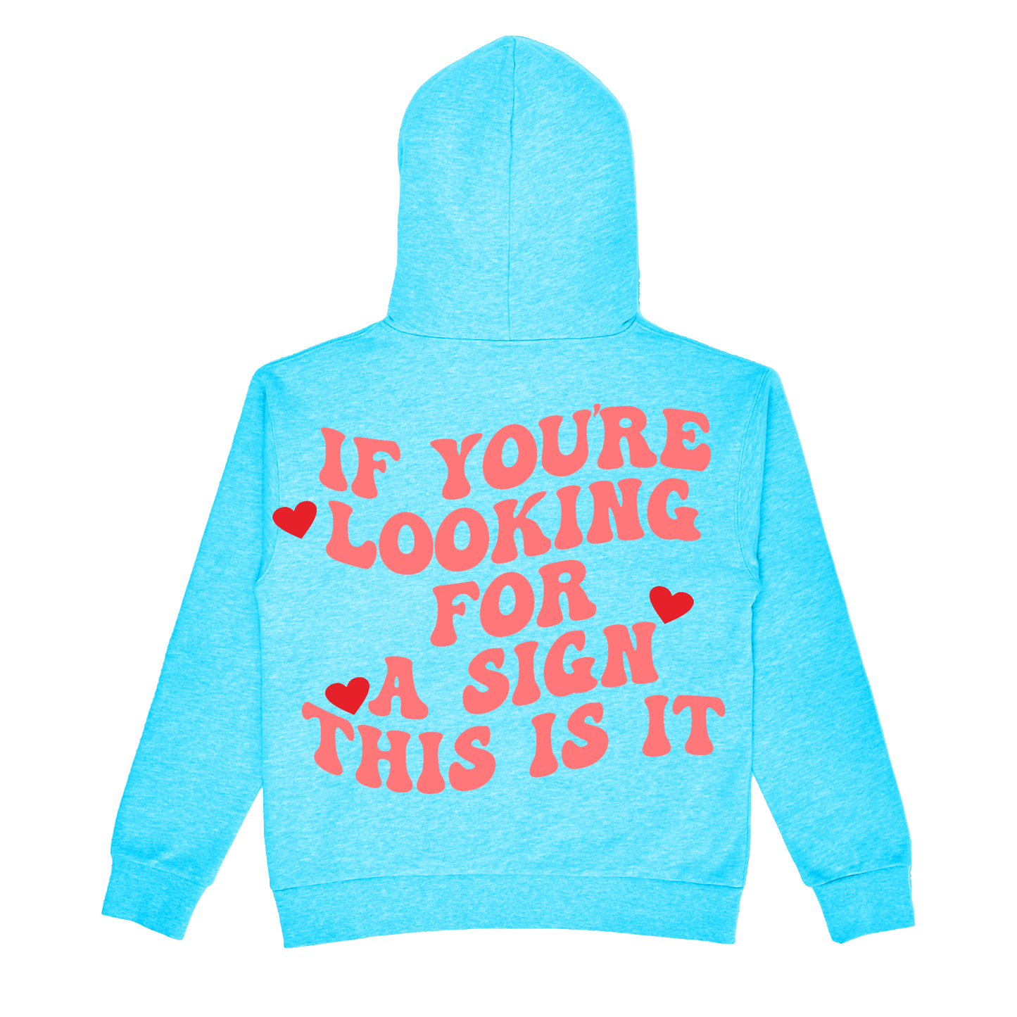 Eternal Puff Print Heart Hoodie - Blue/Peach