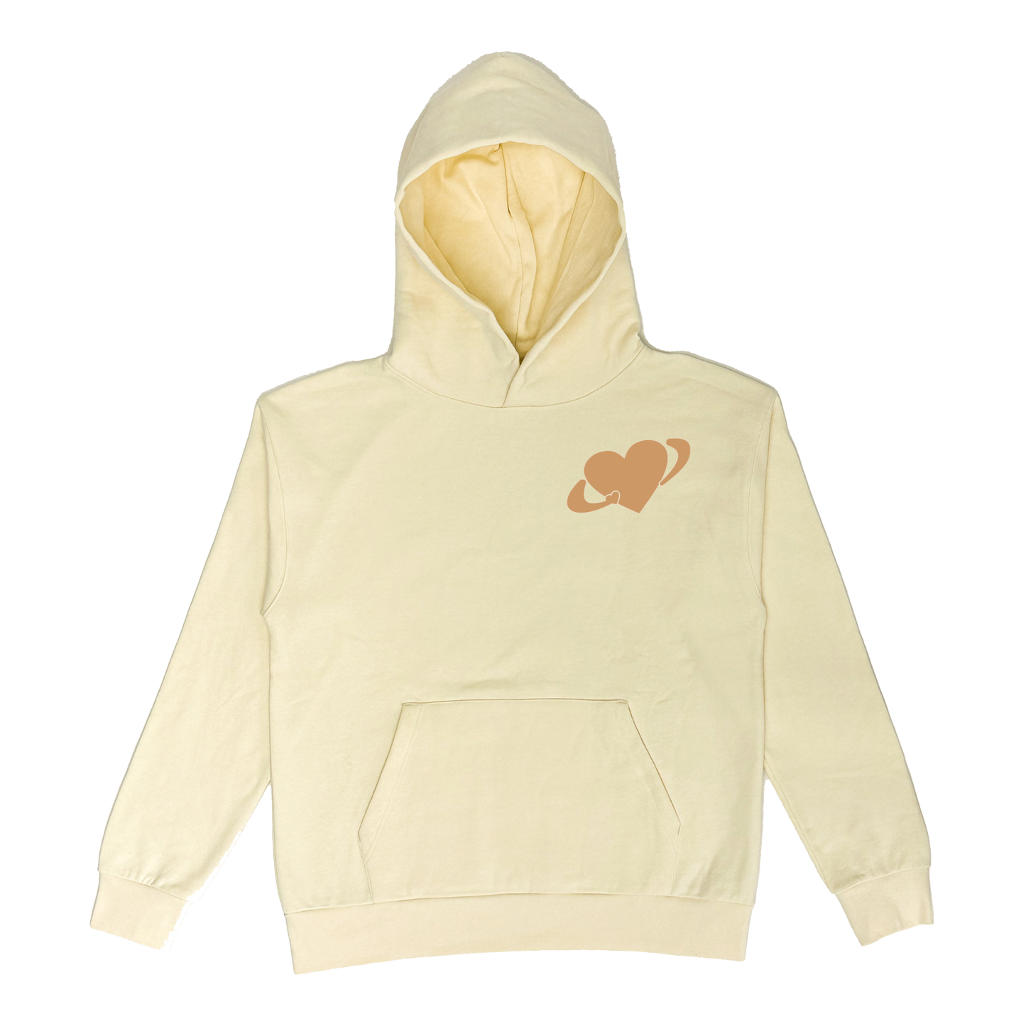 Eternal Puff Print Heart Hoodie - Cream/Brown