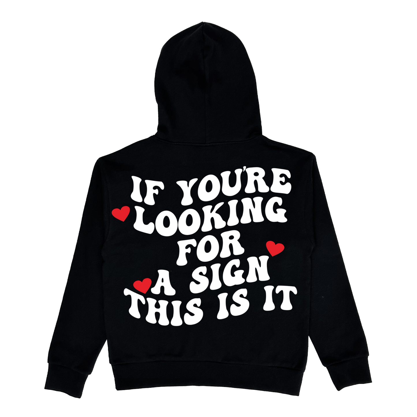 Eternal Puff Print Heart Hoodie - Black/White