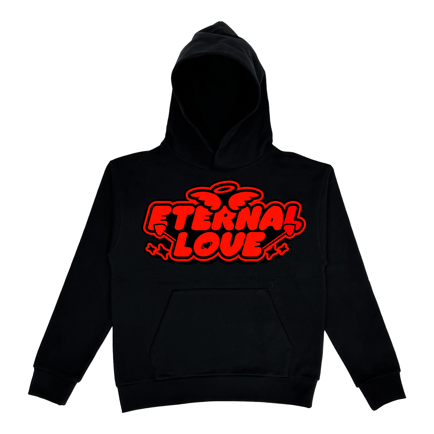 Eternal Puff Print Wings Hoodie - Black/Red