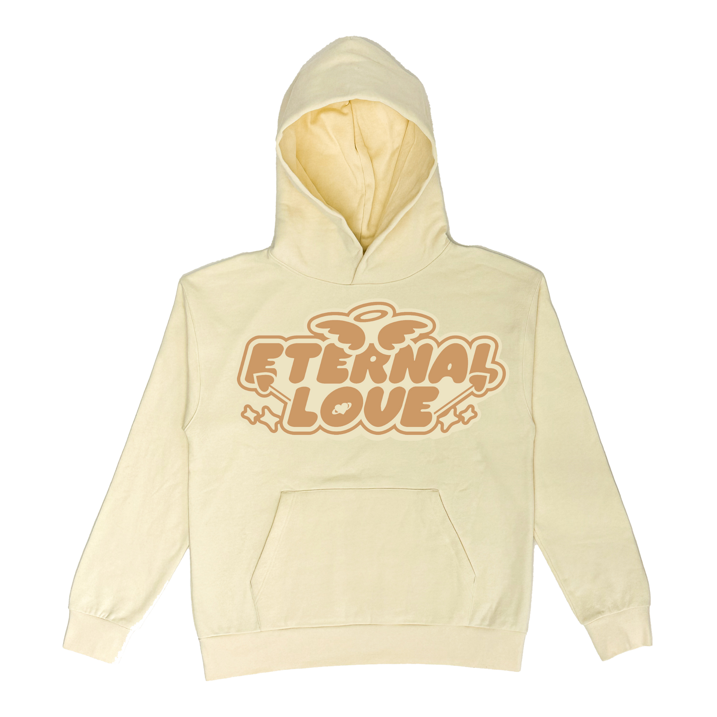 Eternal Puff Print Wings Hoodie - Cream/Brown