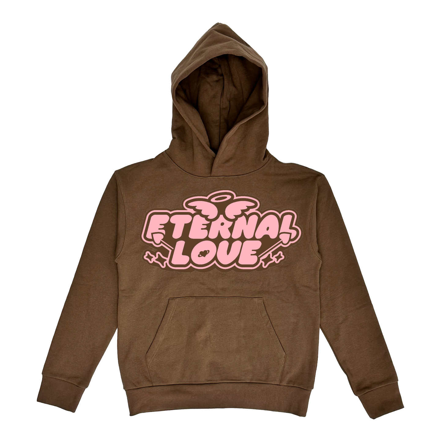 Eternal Puff Print Wings Hoodie - Brown/Pink