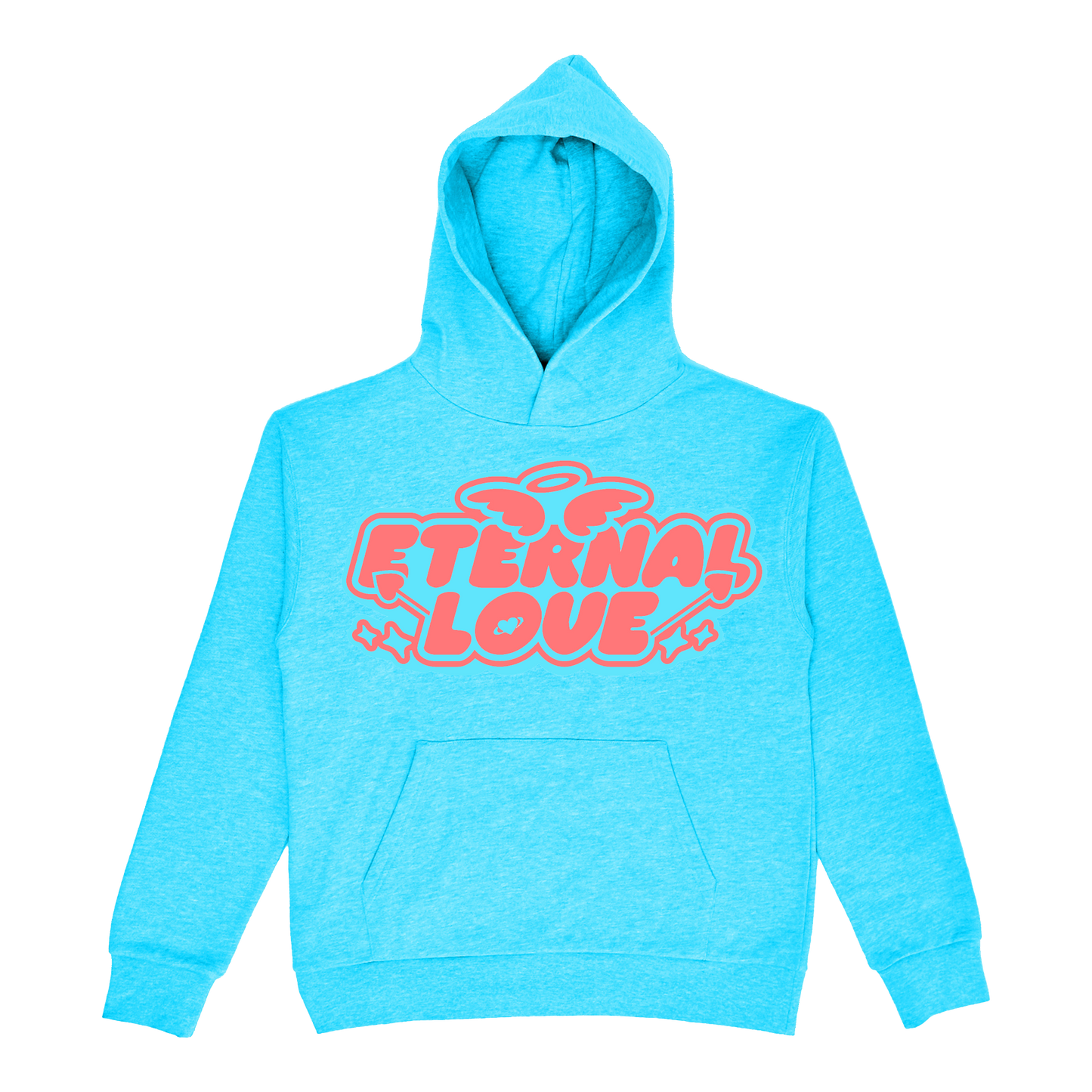 Eternal Puff Print Wings Hoodie - Blue/Pink