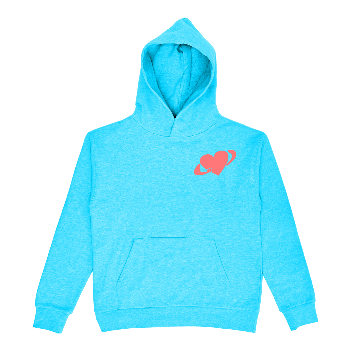 Eternal Puff Print Heart Hoodie - Blue/Peach