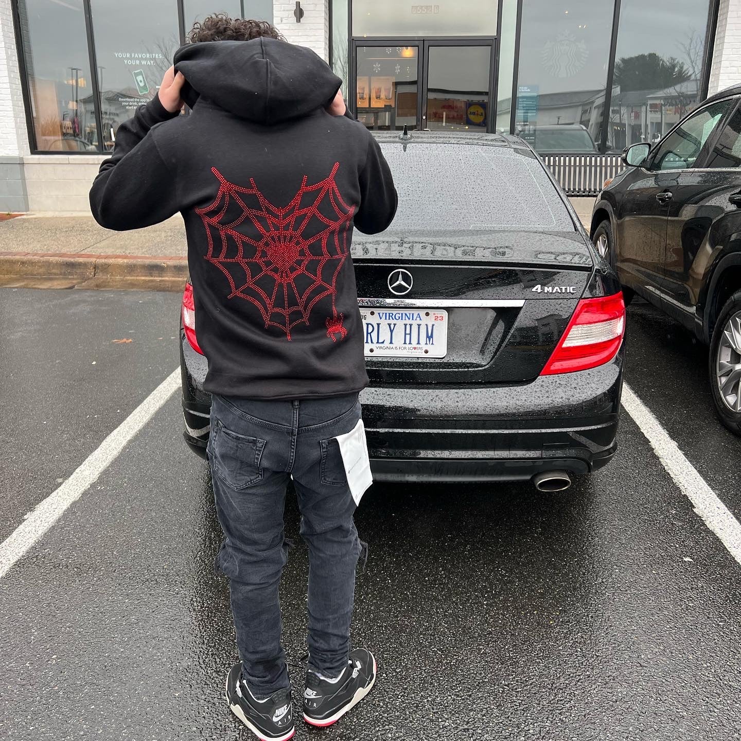 Eternal Rhinestone Skeleton Heart Zip-Up - Black & Red