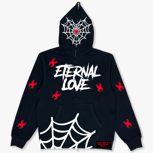 Black Eternal Love Spider Zip-Up Hoodie