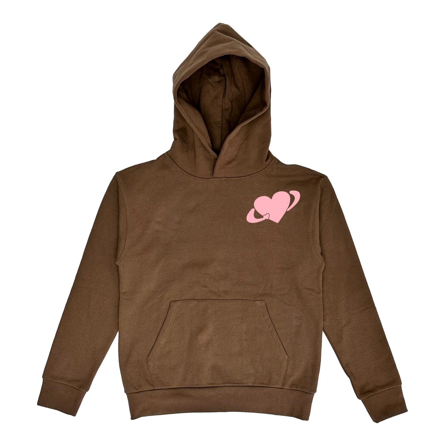 Eternal Puff Print Heart Hoodie - Brown/Pink