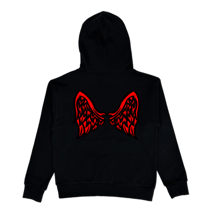 Eternal Puff Print Wings Hoodie - Black/Red